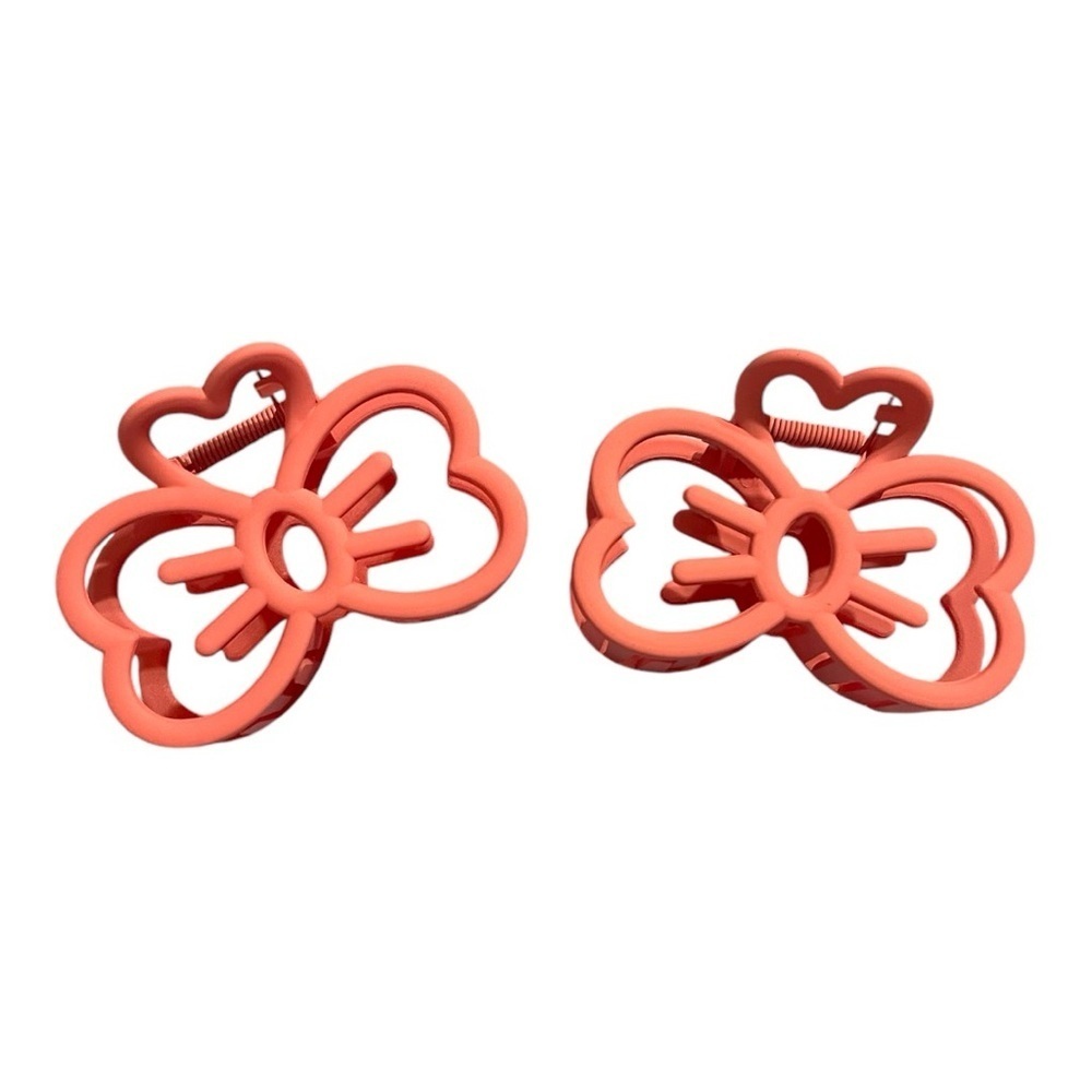 Butterfly-Shaped Coral Pink Hair Clips (Set of 2)
